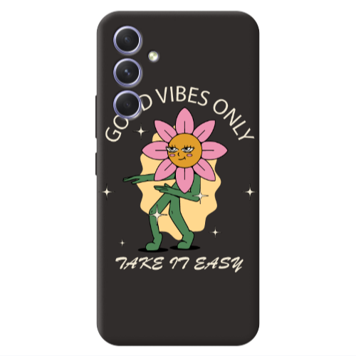 Samsung A56 Good Vibes Only Black Colored Silicone TPU Θήκη