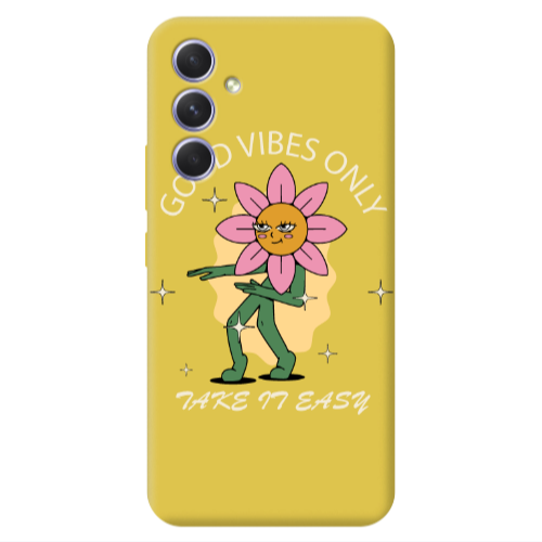 Samsung A56 Good Vibes Only Yellow Colored Silicone TPU Θήκη
