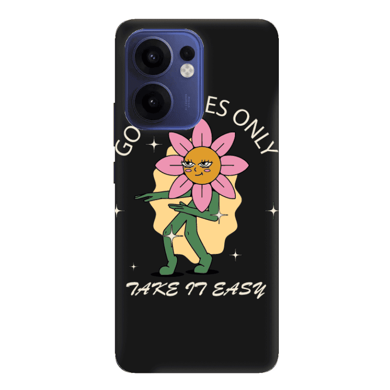 Oppo Reno 13 F Good Vibes Only Black Colored Silicone TPU Θήκη