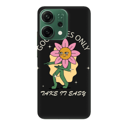 Oppo RENO 14 Good Vibes Only Black Colored Silicone TPU Θήκη
