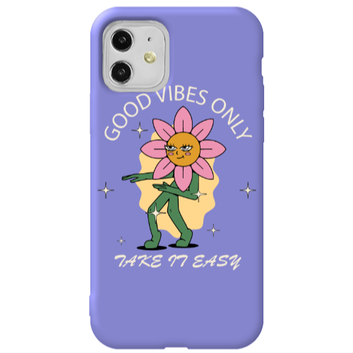 Apple iPhone 11  Good Vibes Only Purple Colored Silicone TPU Θήκη