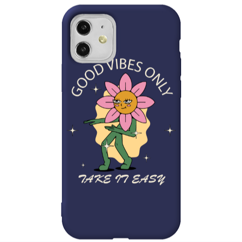 Apple iPhone 11  Good Vibes Only Dark blue Colored Silicone TPU Θήκη