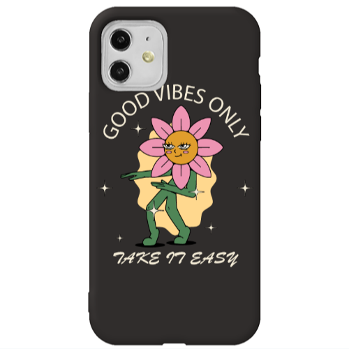 Apple iPhone 11  Good Vibes Only Black Colored Silicone TPU Θήκη
