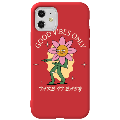 Apple iPhone 11  Good Vibes Only Red Colored Silicone TPU Θήκη