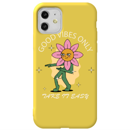 Apple iPhone 11  Good Vibes Only Yellow Colored Silicone TPU Θήκη
