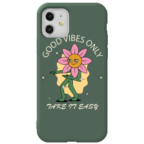 Apple iPhone 11  Good Vibes Only Dark Green Colored Silicone TPU Θήκη