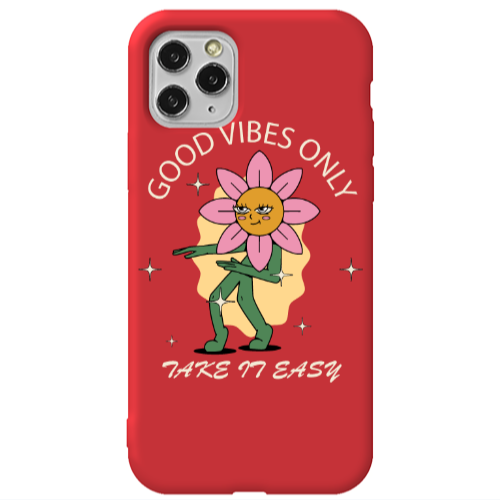 Apple iPhone 11 Pro Good Vibes Only Red Colored Silicone TPU Θήκη