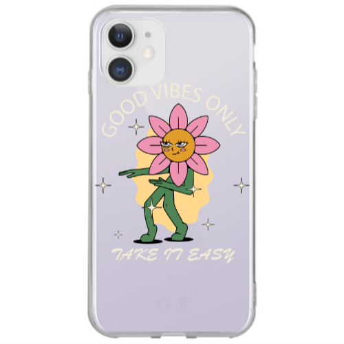 Apple iPhone 12 Good Vibes Only Transparent Silicone TPU Θήκη