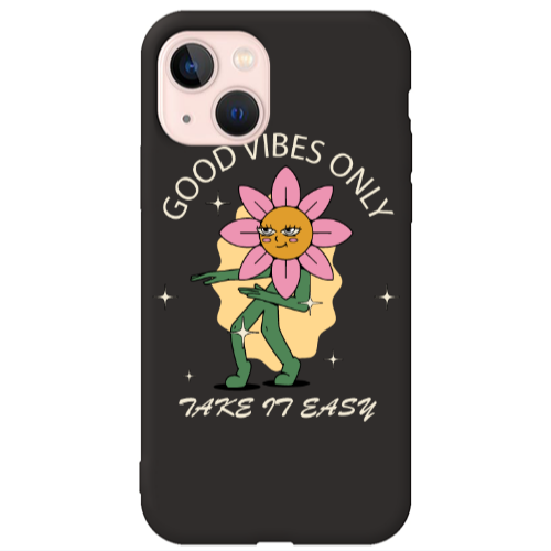 Apple iPhone 13 Good Vibes Only Black Colored Silicone TPU Θήκη
