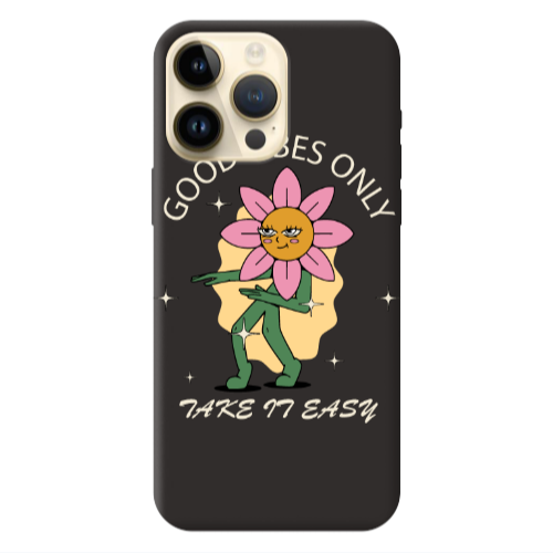 Apple iPhone 13 Pro Max Good Vibes Only Black Colored Silicone TPU Θήκη