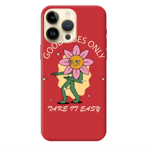 Apple iPhone 13 Pro Max Good Vibes Only Red Colored Silicone TPU Θήκη