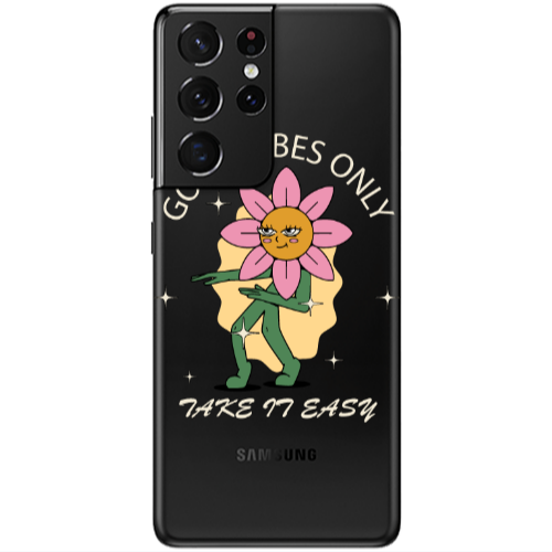 Samsung S21 Ultra Good Vibes Only Transparent Silicone TPU Θήκη