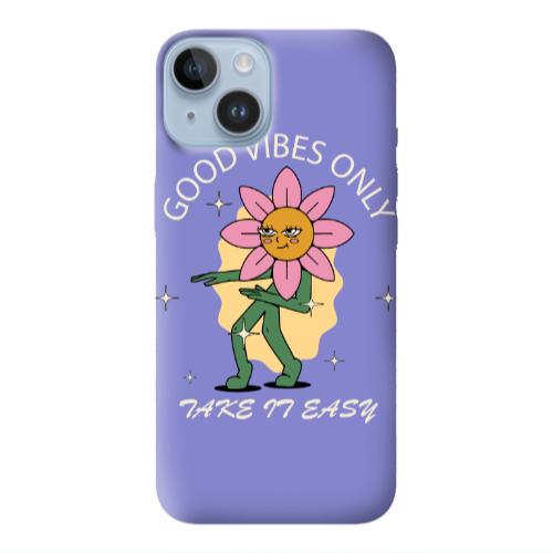 Apple iPhone 14  Good Vibes Only Purple Colored Silicone TPU Θήκη