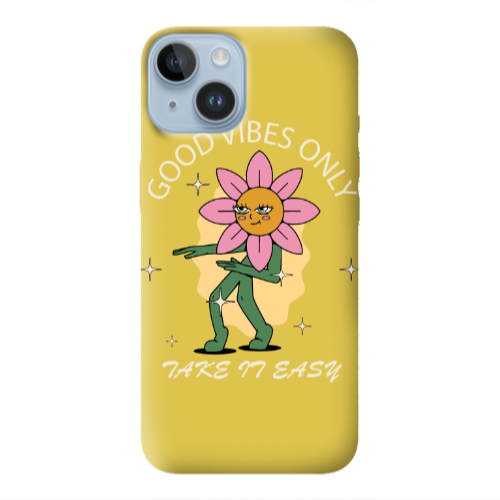 Apple iPhone 14 Plus Good Vibes Only Yellow Colored Silicone TPU Θήκη
