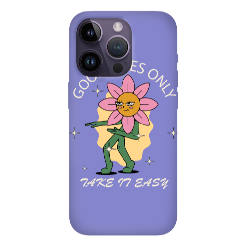 Apple iPhone 14 Pro  Good Vibes Only Purple Colored Silicone TPU Θήκη