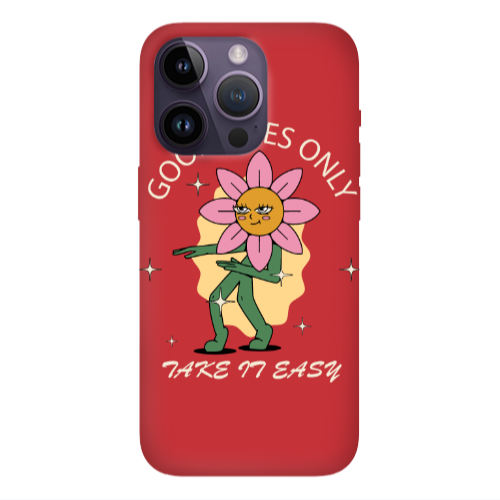 Apple iPhone 14 Pro  Good Vibes Only Red Colored Silicone TPU Θήκη
