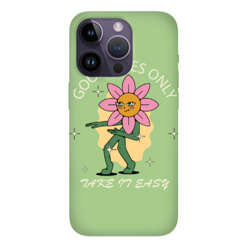 Apple iPhone 14 Pro Max Good Vibes Only Light Green Colored Silicone TPU Θήκη