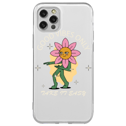 Apple iPhone 12 Pro Good Vibes Only Transparent Silicone TPU Θήκη