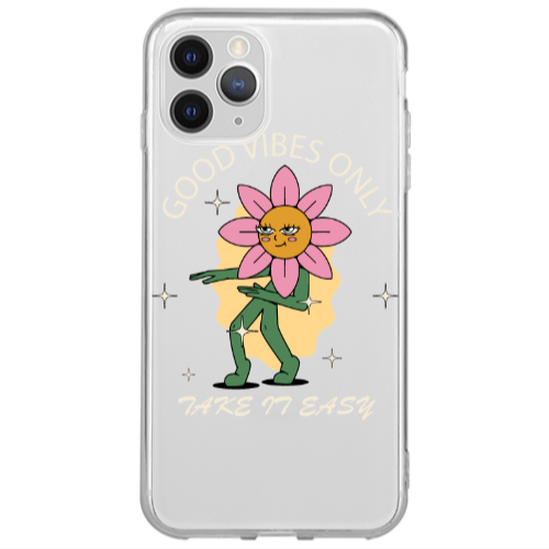 Apple iPhone 12 Pro Max Good Vibes Only Transparent Silicone TPU Θήκη