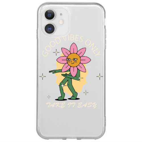 Apple iPhone 12 Mini Good Vibes Only Transparent Silicone TPU Θήκη