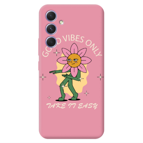 Samsung A54 Good Vibes Only Pink Colored Silicone TPU Θήκη