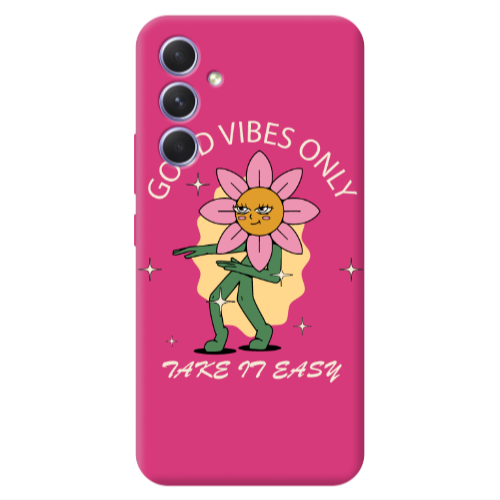 Samsung A54 Good Vibes Only Fuchsia Colored Silicone TPU Θήκη