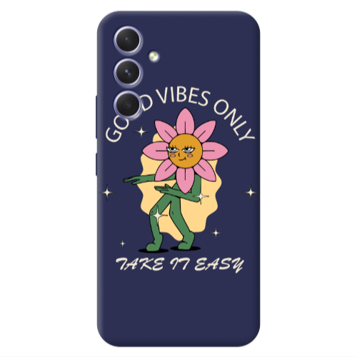 Samsung A54 Good Vibes Only Dark blue Colored Silicone TPU Θήκη