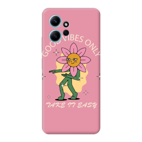 Xiaomi Redmi Note 12 4G Good Vibes Only Pink Colored Silicone TPU Θήκη