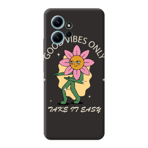 Xiaomi Redmi Note 12 4G Good Vibes Only Black Colored Silicone TPU Θήκη