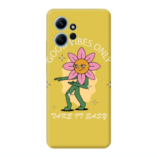 Xiaomi Redmi Note 12 4G Good Vibes Only Yellow Colored Silicone TPU Θήκη