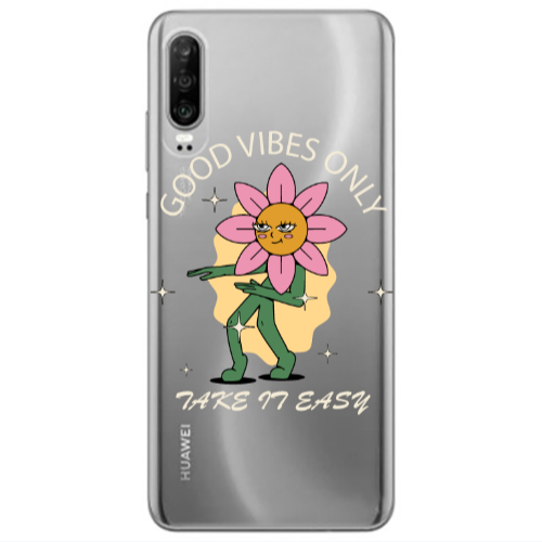 Huawei P30 Good Vibes Only Transparent Silicone TPU Θήκη