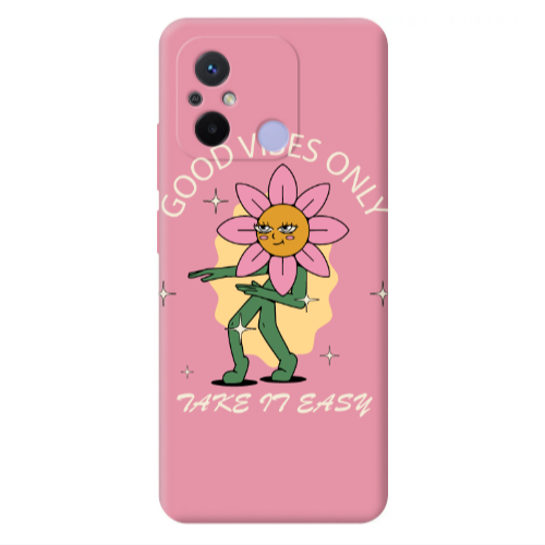 Xiaomi Redmi 12C Good Vibes Only Pink Colored Silicone TPU Θήκη