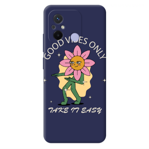 Xiaomi Redmi 12C Good Vibes Only Dark blue Colored Silicone TPU Θήκη