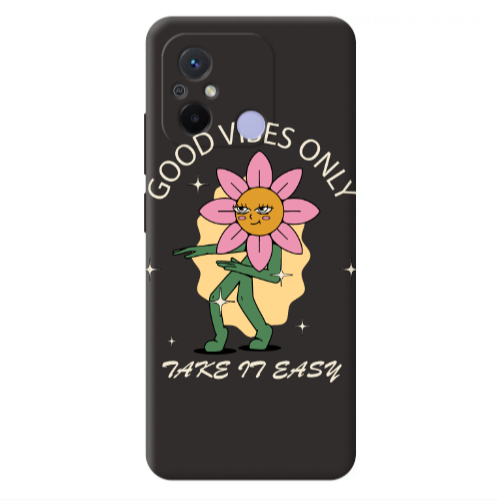 Xiaomi Redmi 12C Good Vibes Only Black Colored Silicone TPU Θήκη