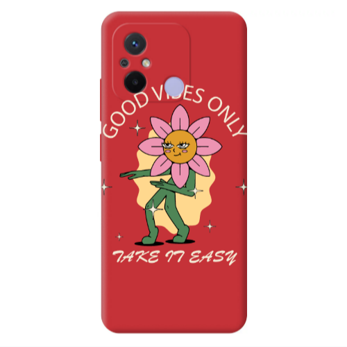 Xiaomi Redmi 12C Good Vibes Only Red Colored Silicone TPU Θήκη