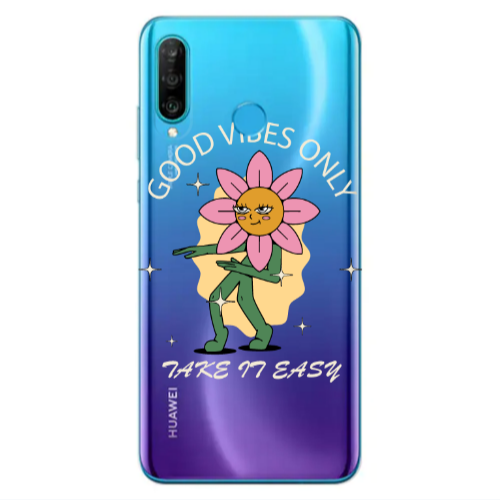 Huawei P30 Lite Good Vibes Only Transparent Silicone TPU Θήκη
