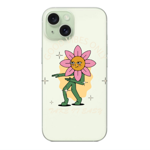 Apple iPhone 15 Plus Good Vibes Only Transparent Silicone TPU Θήκη