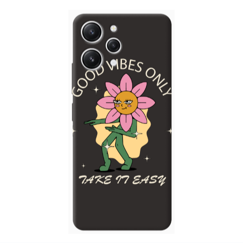 Xiaomi Redmi 12 Good Vibes Only Black Colored Silicone TPU Θήκη