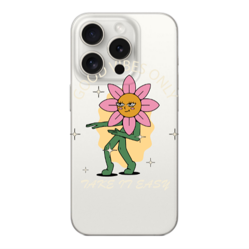 Apple iPhone 15 Pro Max Good Vibes Only Transparent Silicone TPU Θήκη