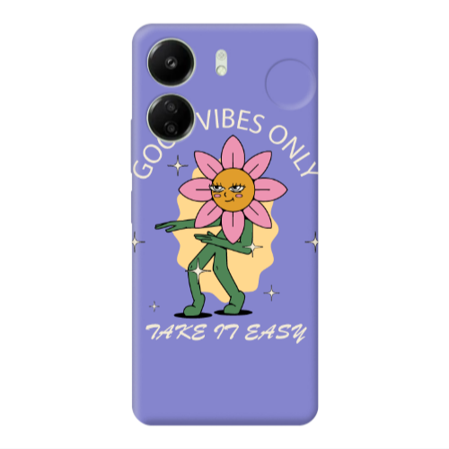 Xiaomi Redmi 13C Good Vibes Only Purple Colored Silicone TPU Θήκη