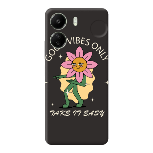 Xiaomi Redmi 13C Good Vibes Only Black Colored Silicone TPU Θήκη