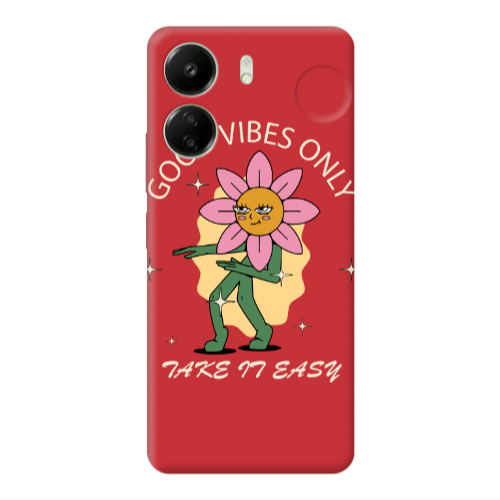 Xiaomi Redmi 13C Good Vibes Only Red Colored Silicone TPU Θήκη