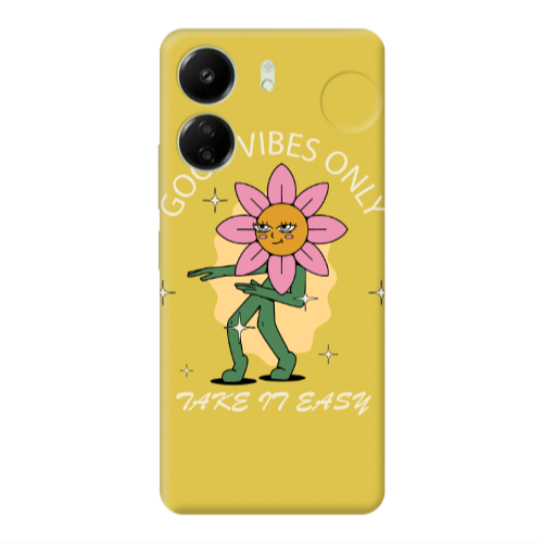 Xiaomi Redmi 13C Good Vibes Only Yellow Colored Silicone TPU Θήκη