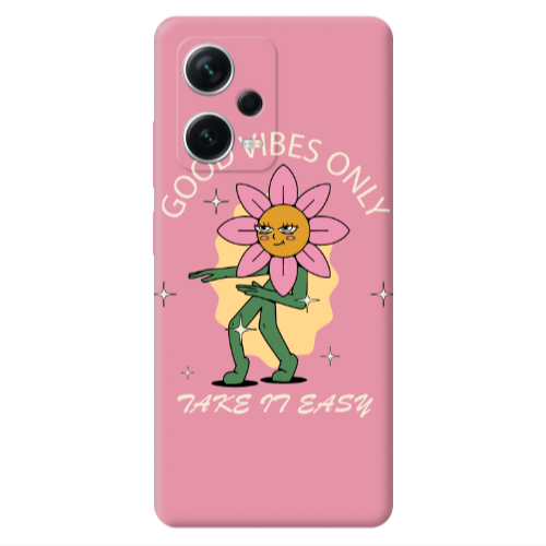 Xiaomi Poco X5 Good Vibes Only Pink Colored Silicone TPU Θήκη