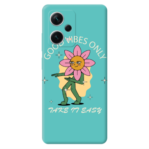 Xiaomi Poco X5 Good Vibes Only Turquoise Colored Silicone TPU Θήκη