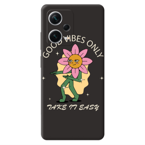 Xiaomi Poco X5 Good Vibes Only Black Colored Silicone TPU Θήκη