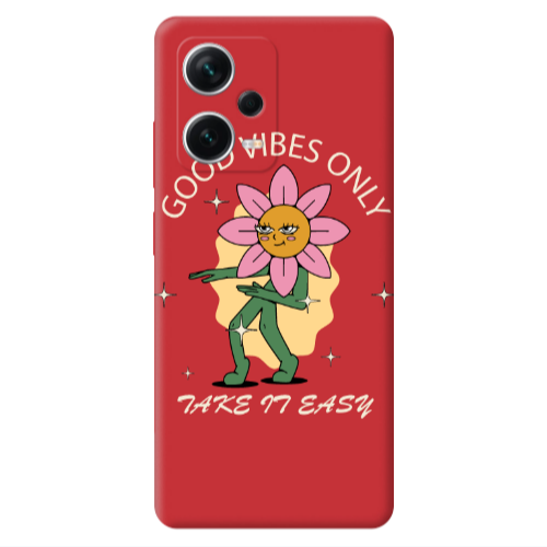 Xiaomi Poco X5 Good Vibes Only Red Colored Silicone TPU Θήκη
