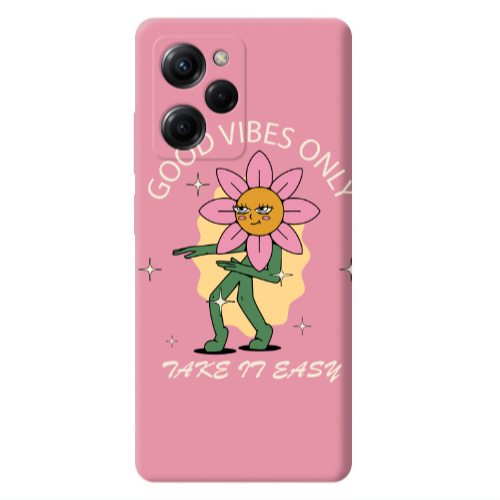 Xiaomi Poco X5 Pro Good Vibes Only Pink Colored Silicone TPU Θήκη