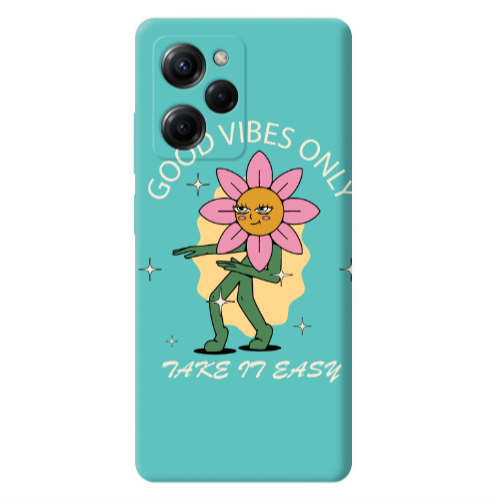 Xiaomi Poco X5 Pro Good Vibes Only Turquoise Colored Silicone TPU Θήκη