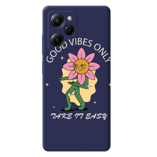 Xiaomi Poco X5 Pro Good Vibes Only Dark blue Colored Silicone TPU Θήκη